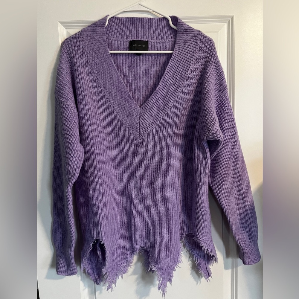 Hudson Gray Distressed Sweater